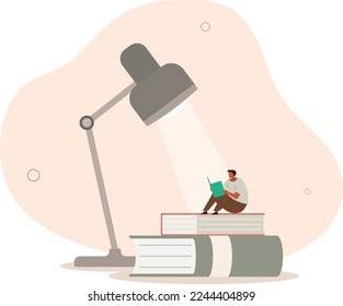 Estudiante leyendo un libro. concepto educativo. ilustración vectorial plana.