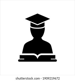 Student reading book icon vector graphic illustration