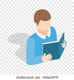 Student Reading A Book Isometric Icon 3d On A Transparent Background Vector Illustration