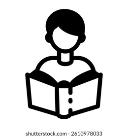 A student reading book, linear style icon 
