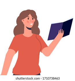 Student reading book,  preparing for examination. Books lover concept. Vector Illustration