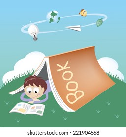 A student reading a book in the book tent-Reading books makes you more creative