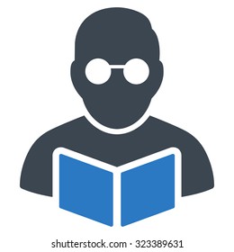 Student Reading Book vector icon. Style is bicolor flat symbol, smooth blue colors, rounded angles, white background.