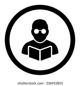 Student Reading Book vector icon. Style is flat rounded symbol, black color, rounded angles, white background.