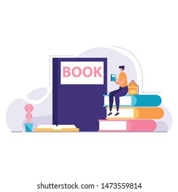 Student Reading A Book vector illustration. business concept design
