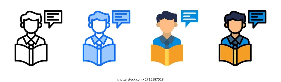 Conjunto de Coleções de Ícones de Leitura do Aluno com Vários Estilos