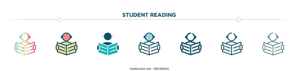 student reading icon designed in gradient, filled, two color, thin line and outline style. vector illustration of student reading vector icons. can be used for mobile, ui, web
