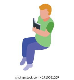 Student reading icon. Isometric of student reading vector icon for web design isolated on white background