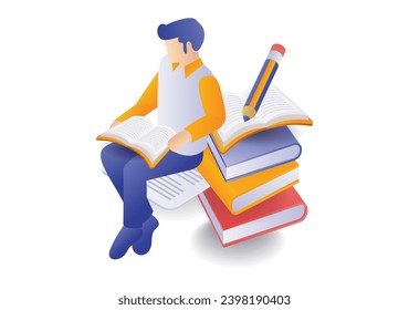 Student is reading school education book illustration concept