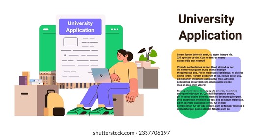 student reading university application girl applicant filling form or planning studies online education concept