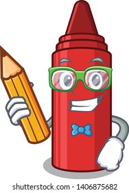 Student red crayon in the character shape