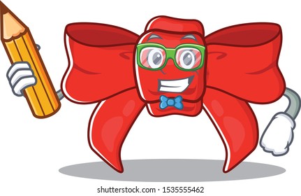 Student red ribbon bow isolated the character