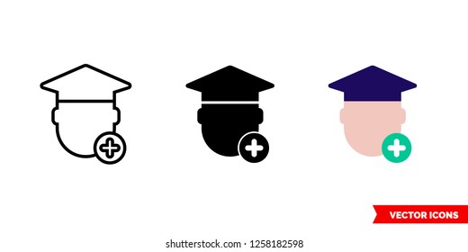 Student Registration Icon Of 3 Types: Color, Black And White, Outline. Isolated Vector Sign Symbol.