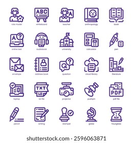 Student Resources Icon pack for your website, mobile, presentation, and logo design. Student Resources Icon line basic color design. Vector graphics illustration and editable stroke.