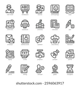 Student Resources Icon pack for your website, mobile, presentation, and logo design. Student Resources Icon outline design. Vector graphics illustration and editable stroke.