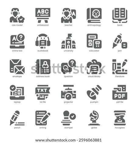 Student Resources Icon pack for your website, mobile, presentation, and logo design. Student Resources Icon solid design. Vector graphics illustration and editable stroke.