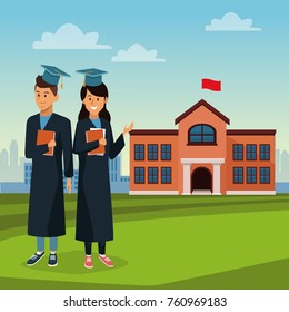 Student in robe on high school