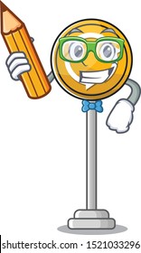 Student roundabout ahead character isolated the cartoon