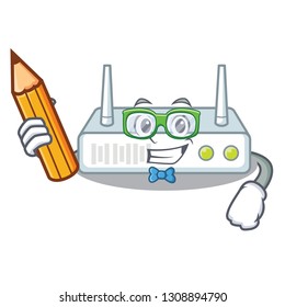 Student router is installed in cartoon wall
