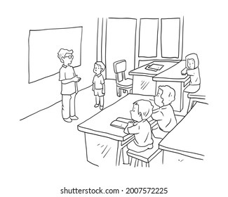 The student s and teacher in the classroom
