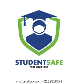 Student Safe Vector Logo Template. This Design Use Mask And Human Symbol. Suitable For Education.