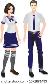 Student with sailor style school uniform - Vector