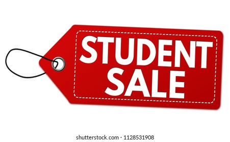 Student sale label or price tag on white background, vector illustration