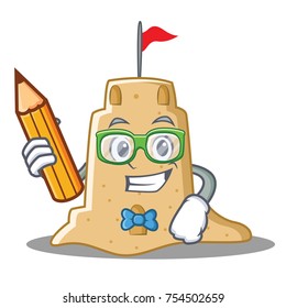 Student sandcastle character cartoon style