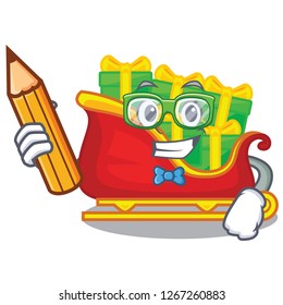 Student santa claus sleigh in shape cartoon