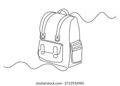 Imagem simples isolada de arte de linha contínua em sacola para estudantes