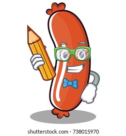 Student Sausage Character Cartoon Style