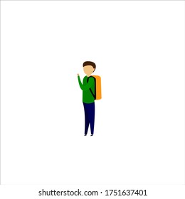 Student say hello with bag vector illustration