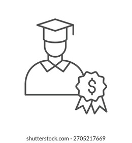 Schüler Stipendium Linie Symbol , Vektor, Pixel perfekt, Illustratordatei 