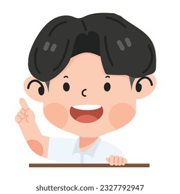 Student School boy pointing finger to banner cartoon
