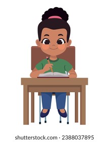 student in school desk illustration