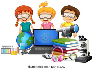 Student with school element illustration