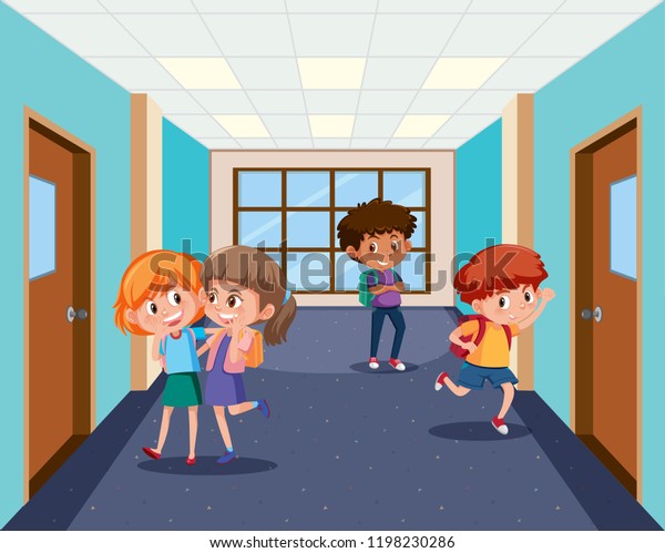 Student School Hallway Illustration Stock Vector (Royalty Free) 1198230286