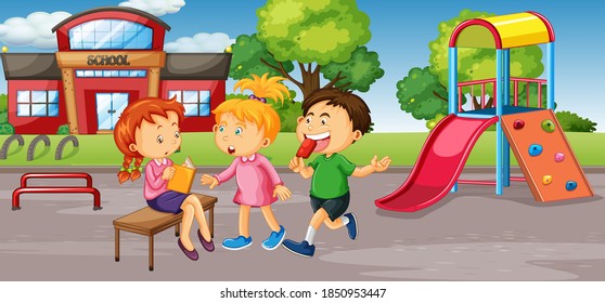 Student at school playground illustration