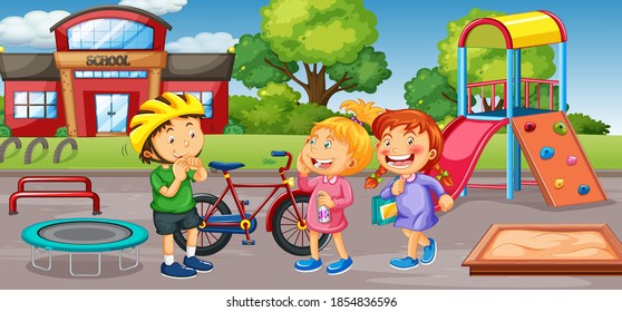 Student at school playground illustration