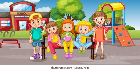Ilustração do playground do aluno na escola
