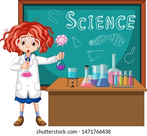 Student in science classroom working with tools illustration Stock Vector