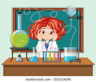 Student in science classroom working with tools illustration
