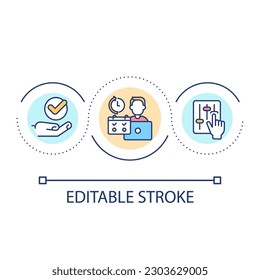 Student self management loop concept icon. Controlling academic performance abstract idea thin line illustration. Strengthen self-control. Isolated outline drawing. Editable stroke. Arial font used