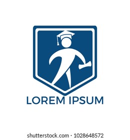 Student shield logo design. Educational vector logo design template.