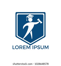 Student shield logo design. Educational vector logo design template.