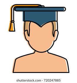student shirtless with hat graduation avatar