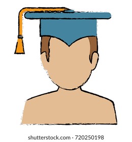 student shirtless with hat graduation avatar
