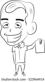 Student showing a paper, contour illustration / Editable Eps 10
