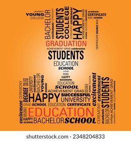 student silhouette made of words