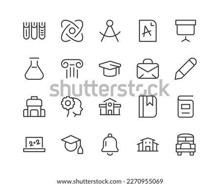 student simple icon set. Outline editable stroke. Pixel perfect 24x24px. Isolated on a white background